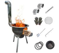 Poêle à Bois, Poele a Bois Camping avec Tuyau de Cheminée, Réchaud pour Cuisiner, Chauffer, Faire du Camping, Pique-niquer(58x55cm/22.8x21.7in)