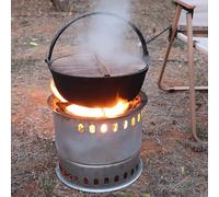 Poêle à bois portable avec pot pour cuisine en plein air et camping