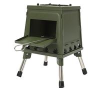 Poêle à bois portable d'extérieur pliable, 16 trous d'aération, avec gants et sac, pour camping et chasse, vert