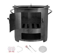 Poele a Bois Portable, Poele a Bois Camping, avec Poignée, Barres de Foyer Renforcées et Support de Fixation Triangulaire, pour Les Feux de Camp et Les Cours(36cm/14in)