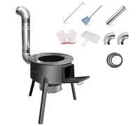 Poêle à bois portable pour la cuisine en plein air, pieds amovibles et coupe-vent