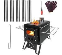 Poêle à bois portable pour tente de camping, avec conduit de cheminée en acier inoxydable, compact et pratique, idéal pour cuisiner et se chauffer lors de vos sorties en camping ou en randon
