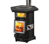 Poêle à bois pour chauffage domestique - Combustion par gazéification, fenêtre de visualisation du feu double couche, design sans fumée pour un chauffage et une cuisson efficaces