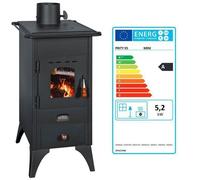 Poêle à bois Prity Mini SP - 5,2 kW, Noir Graphite Design Compact