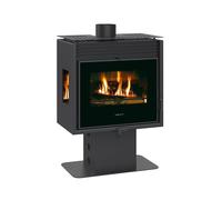 Poele a bois PRITY PM3L E 11 kW panoramique acier - rendement 80,4 buches 55 cm