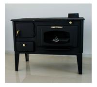 Poêle à bois Prometey Nar Type Glass - Noir - 7 kW - Fonte - Haut Nar Type