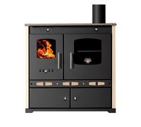 Poele a bois PROMETEY Perfect Eco Ivory 7 kW avec four sortie 130 mm