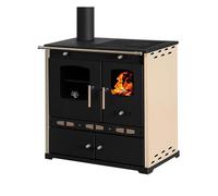 Poele a bois PROMETEY Perfect Lux Beige Left 7,1 kW avec four sortie 130 mm