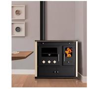 Poele a bois PROMETEY Practik Lux Eco Beige Keramik Left 9 4 kW avec four sortie 130 mm