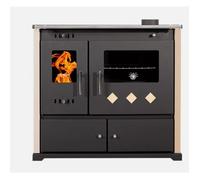 Poele a bois PROMETEY Practik Lux Eco Ivory Ceramic Top 9 4 kW avec four sortie 130 mm