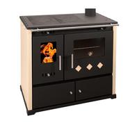 Poele a bois PROMETEY Practik Lux Ivory 9 4 kW avec four sortie 130 mm