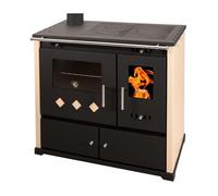 Poele a bois PROMETEY Practik Lux Ivory Left 9 4 kW avec four sortie 130 mm
