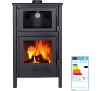 Poêle à bois QUARTZ 9 kW avec four intégré - Rendement 78 % - Chauffe 210 m³ - Acier et vermiculite - Sortie 120 mm - Classe A