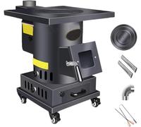 Poêle à bois, revêtement en fonte de 10 mm d'épaisseur, gazéification intérieur/extérieur, fenêtre de visualisation, réglage de la puissance de feu, four et poignée pour la cuisine, cheminée de 200 cm