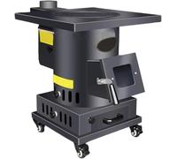 Poêle à bois, revêtement en fonte de 10 mm d'épaisseur, gazéification intérieur/extérieur, fenêtre de visualisation, réglage de la puissance de feu, four et poignée pour la cuisine, cheminée de 200 cm