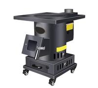 Poêle à bois, revêtement en fonte, gazéification intérieure et extérieure avec fenêtre de visualisation, engrenages de réglage de la puissance du feu, poignée de four, cheminée de 200 cm incluse