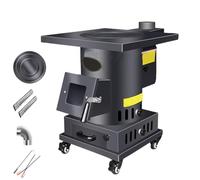 Poêle à bois, revêtement en fonte, gazéification intérieure et extérieure avec fenêtre de visualisation, engrenages de réglage de la puissance du feu, poignée de four, cheminée de 200 cm incluse