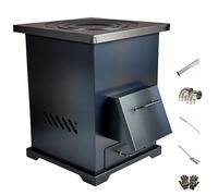 Poele a Bois Sortie Arriere Multifonction, Poele Bois Autoportant | Poele à Bois en Acier avec Conduit de Cheminée et Bac à Cendres pour la Cuisson Intérieure et Extérieure
