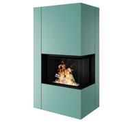 Poêle à bois Spartherm SEE Apollon 2L / 2R 9,8 kW droit, Türkis, eboris 1300 ultra, Komplettsatz Schwarz