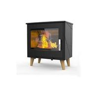 Poêle à bois – STINA – 7,3 kW – Fonte étanche avec pieds bois scandinaves – EcoDesign