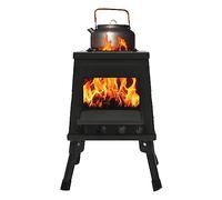 Poele A Bois Tente Réchaud Portable,Pieds Pliables Et Porte Casserole Réglable Poêle à Bois Pour Camping Avec Bâton De Combustion Et Gants,Pour Le Camping, La Randonnée