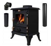 Poêle à Bois THUNDER® DIANA 4,5kW | En Fonte | Indépendant| Poêle-Cheminée Robuste | Kit de Raccordement Complet Inclus