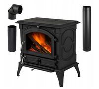 Poêle à Bois THUNDER® WESTA 17 kW | Indépendant | En Fonte | Poêle-Cheminée Robuste | Kit de Raccordement Complet Inclus