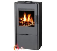 Poêle à bois V05 Opal-W - 5,15 kW - Classe énergétique A - Revêtement en acier - Sortie des fumées Ø150