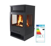 Poêle à bois ventilé 10 kW Tokio - Rendement 85,6 % - Chauffe 230 m³ - Fonte et acier - Sortie 150 mm