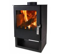 Poêle à bois Verso 3 - 5 kW - 80,2 % d'efficacité élevée - Plaque compacte en acier - Avec réservoir à bois pour 60-80 m³ - Éco à faible émission - Évacuation de fumée de 150 mm