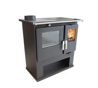 Poêle à Bois Verso CS - 7,7 kW | Plaque Supérieure en Métal, Four en Acier Inox, Chauffage Efficace et Sortie Fumée à Gauche