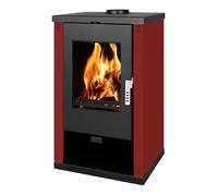 Poêle à bois Verso Theia - 9 kW | Panneaux latéraux bordeaux et design contemporain