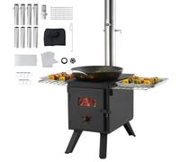 VEVOR Poêle à bois, 86 pouces, poêle de tente de camping en acier allié portable avec 8 tuyaux de cheminée et gants, poêle de tente chaude de 1400 po³ pour la cuisine et le chauffage en plein air