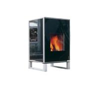 Poêle à bois Wodtke Hot Box 2000 | 7 kW indépendant de l’air ambiant adaptateur de base inclus, vitre frontale et latérale couleur noire