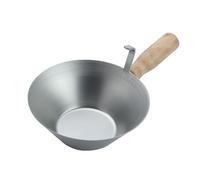 Poêle à boue en acier inoxydable avec poignée en bois robuste pour cloisons sèches, plâtre, cuvettes à gratter pour outils de plâtrage