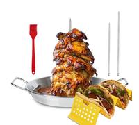 Poêle à brochettes verticales en acier inoxydable pour barbecue, support Gyro Shawarma pour four, brochette Al Pastor pour grill, El Pastor Hack pour Tacos Al Pastor Chicken, brésilien, avec bâton de