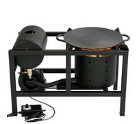 Poêle à brûleur à huile usée avec souffleur et grille en fonte, kit de chauffage de cuisson barbecue extérieur multi-combustibles robuste, fournaise à haut rendement pour garage (noir) (noir)