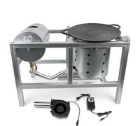 Poêle à brûleur à huile usée avec souffleur et grille en fonte, kit de chauffage de cuisson barbecue extérieur multi-combustibles robuste, fournaise à haut rendement pour garage (noir) (noir)