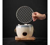 Poêle à Charbon D'Argile, Barbecue en Poterie, Poêle à Barbecue Portable à Charbon, Argile Réchaud avec Plaque de Cuisson en Métal, et Poêle à Thé, pour la Cuisine en Extérieur
