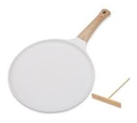 Poêle à crêpes 24 cm blanc marron Blanc