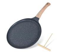 Poêle à Crêpes 24 cm, Crêpière avec Revêtement Antiadhésif, avec Poignée Amovible, Crêpière avec Répartisseur de Pâte, Fonte Aluminium, Tous Feux dont Induction, sans PFOA (Gris)