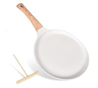Poêle à Crêpes 24 cm, Crêpière avec Revêtement Antiadhésif, avec Poignée Amovible, Crêpière avec Répartisseur de Pâte, Fonte Aluminium, Tous Feux dont Induction, sans PFOA (Blanc)