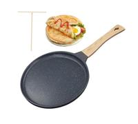 Poêle À Crêpes 24 cm,Crêpière Avec Revêtement Antiadhésif,Avec Répartiteur De Pâte À Crêpes En Bois, Amovible Poignée Confortable Et Ergonomique, Poêle Pancake Gâteau Mille-feuille Soufflé Omelette
