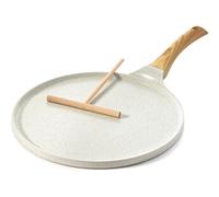 Poêle à crêpes 26 cm avec revêtement céramique naturelle blanc marron