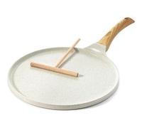 Poêle à crêpes 26 cm avec revêtement céramique naturelle blanc marron