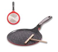 Poêle à Crêpes Ø28 cm Induction avec Répartiteur de Pâte en Bois, Sans PFOA