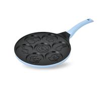 Poêle à Crêpes Antiadhésive 26 cm 7 Alvéoles Poignée en Silicone Bleu