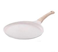 Poêle à crêpes antiadhésive, portable en alliage d'aluminium avec poignée, pour préparer des crêpes, des steaks, des œufs, des crêpes, des cuisinières et des cuisinières à induction (blanc, 24 cm)