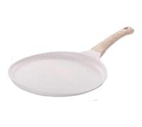 Poêle à crêpes antiadhésive, portable en alliage d'aluminium avec poignée, pour préparer des crêpes, des steaks, des œufs, des crêpes, des cuisinières et des cuisinières à induction (blanc, 28 cm)