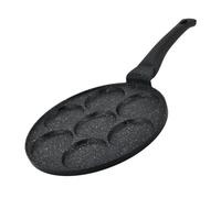 Herzberg, HGCP267HO, Poêle à crêpes et galettes antiadhésive en marbre, 7 emplacements, Idéale pour Cuisson Saine, Résistante aux Rayures, Facile à Nettoyer, 26 cm, couleur noire